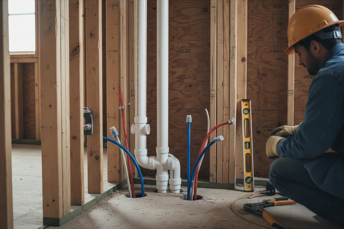 Drain and supply rough-in during Drain Cleaning in Elkwood