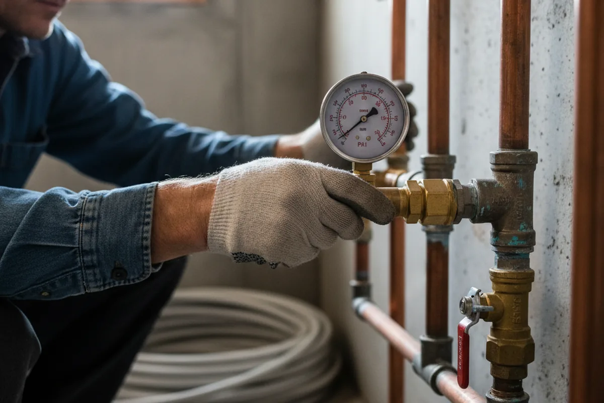 Pressure testing a repaired line during Water Line Repair in Elkwood